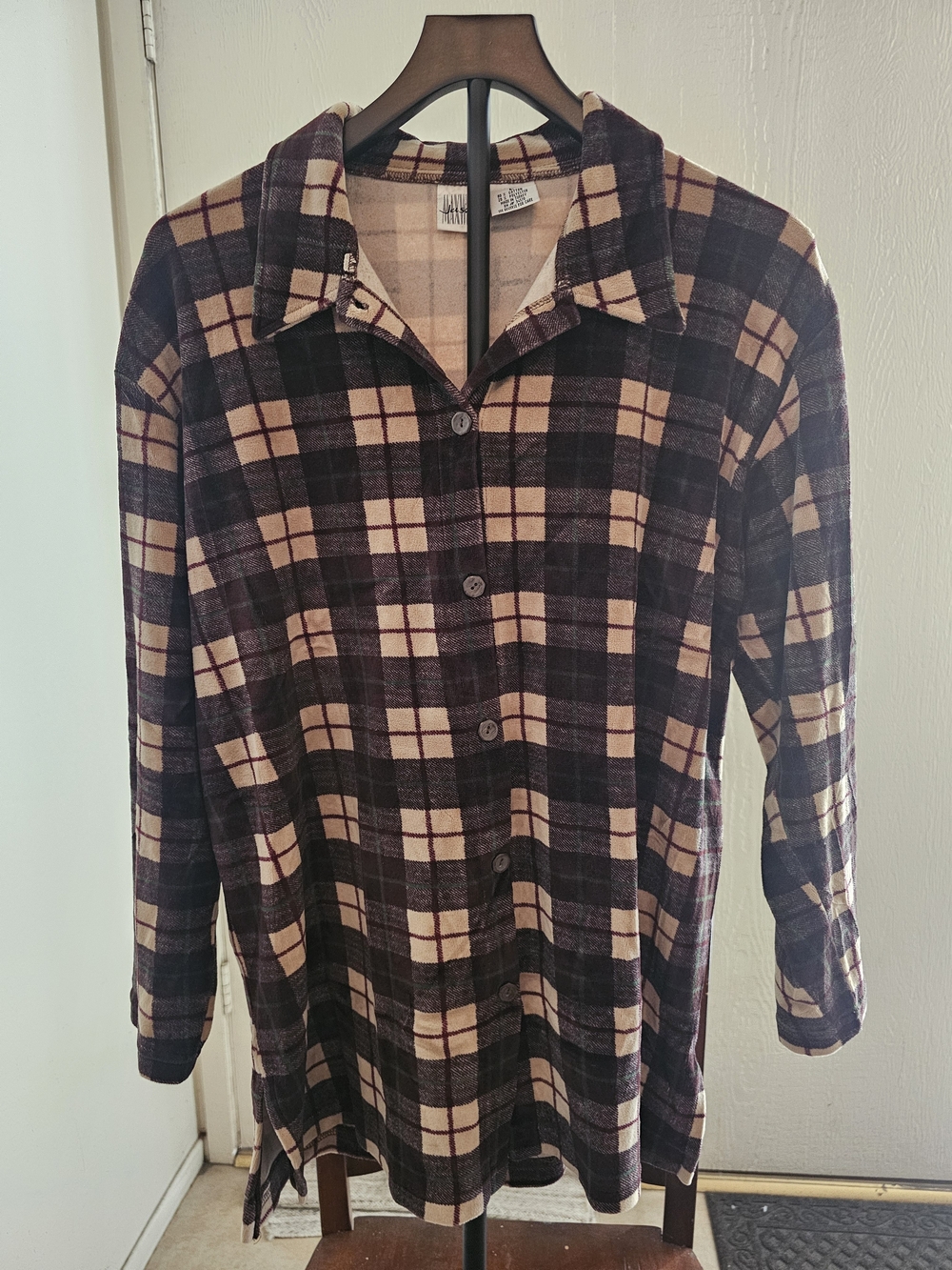 Jensen Women's Plaid Button-Down Shirt - Black and Cream